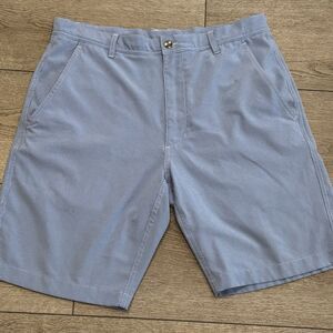 FJ Footjoy Chino Golf Shorts Mens 34 Gingham Check Plaid Blue Performance
